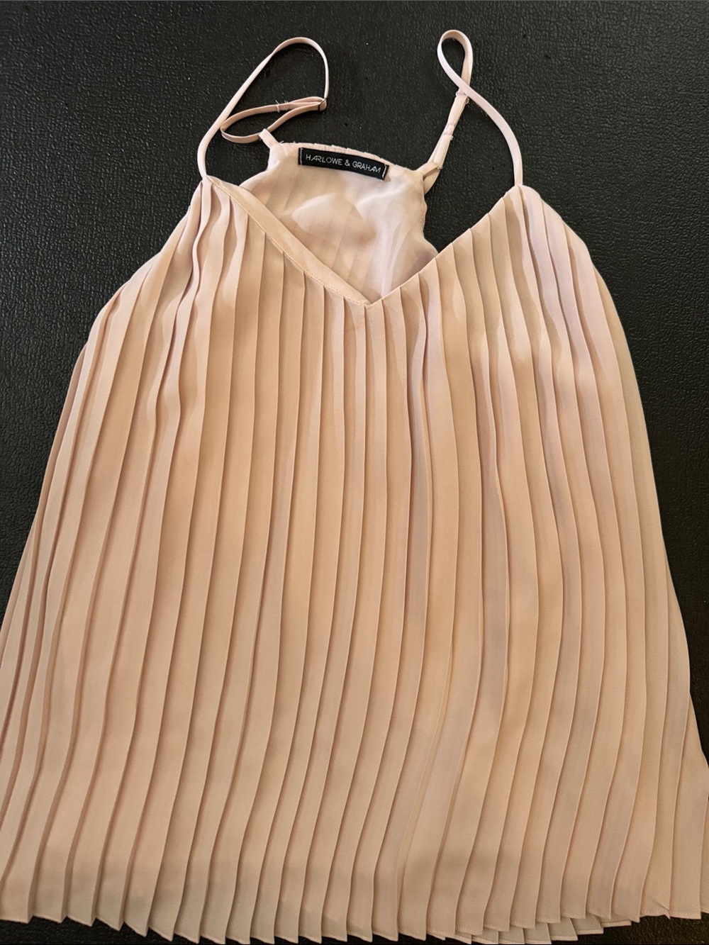 Harlowe & Graham Blush Pleated V-Neck Camisole